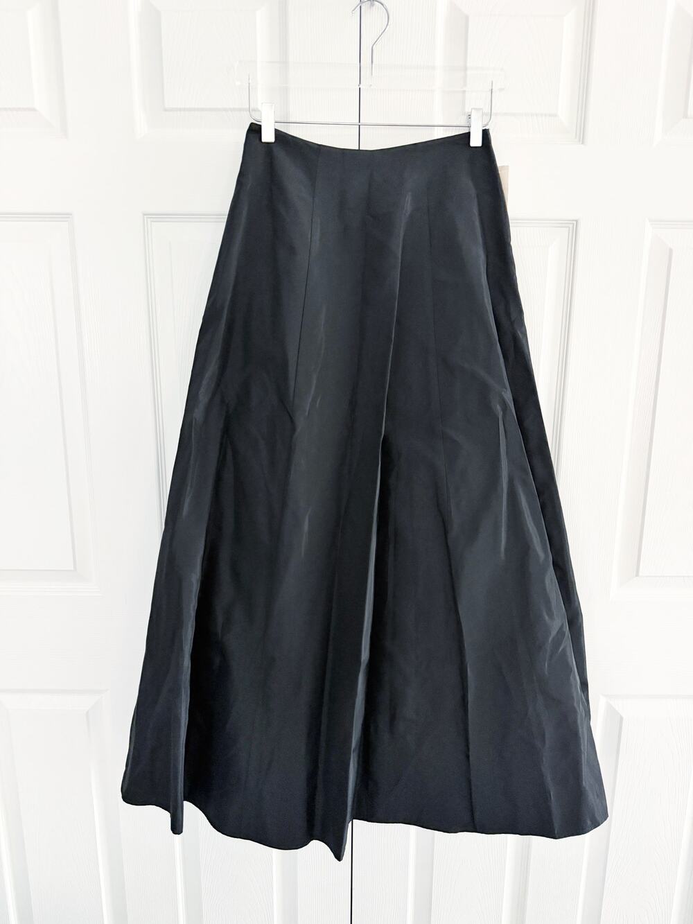 Vintage City Triangles Black Taffeta A-Line Maxi Skirt Petticoat Deadstock Chic